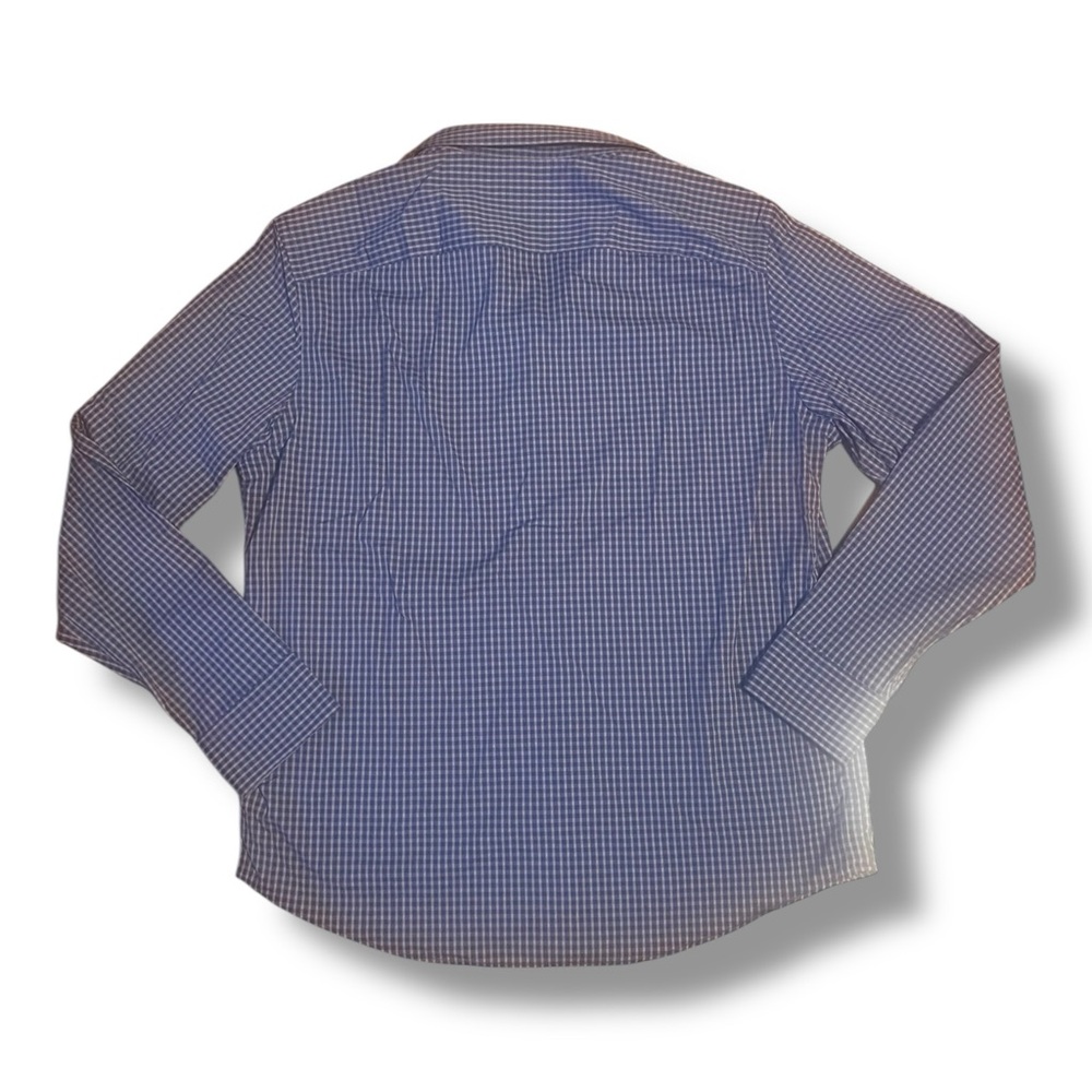 Untuckit Blue Plaid Slim Fit Long Sleeve Larken Button -Up Shirt Preppy Size XL - Picture 3 of 8
